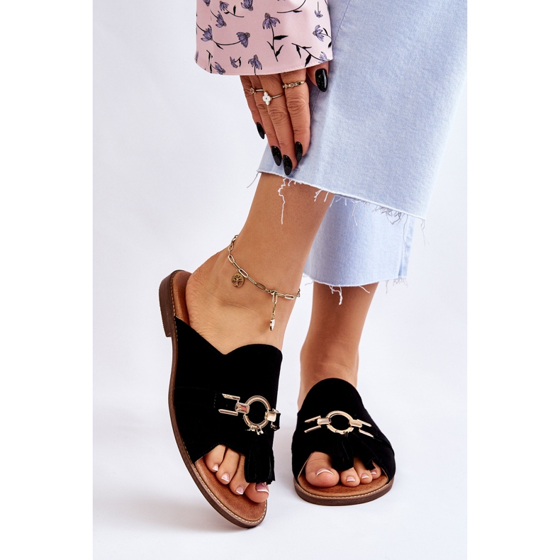 Lewski Shoes Damen Wildleder Hausschuhe Leski Schuhe 3226 Schwarz 1