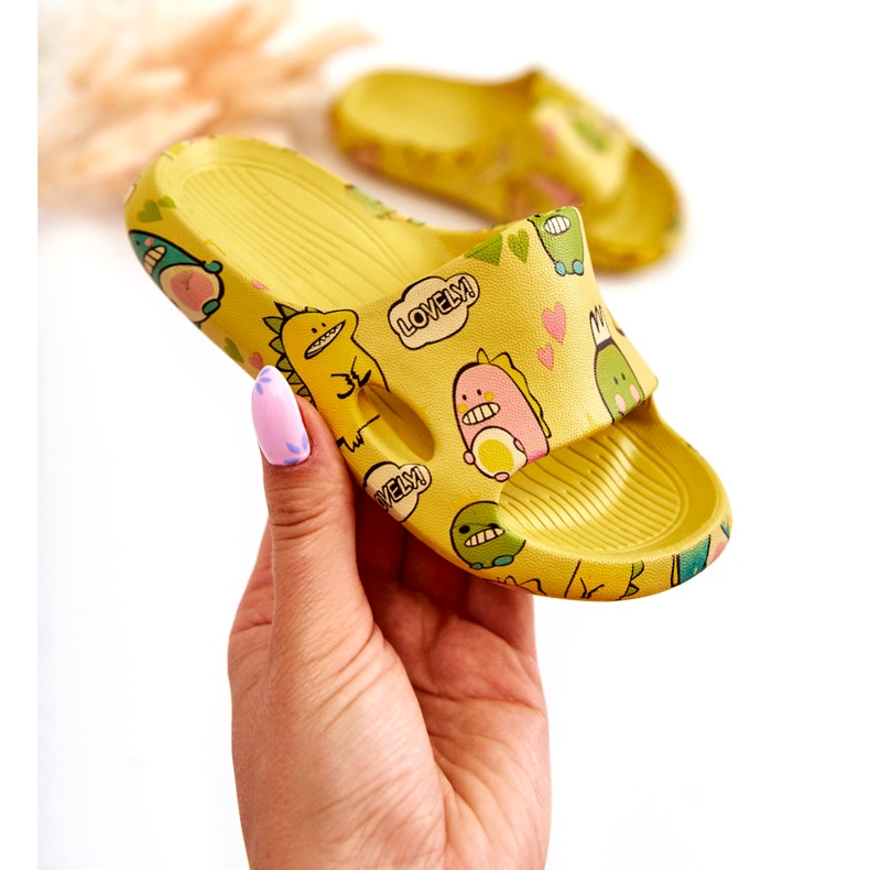 WJ1 Leichte Kinderhausschuhe Dinosaurier Gelb Astro 1