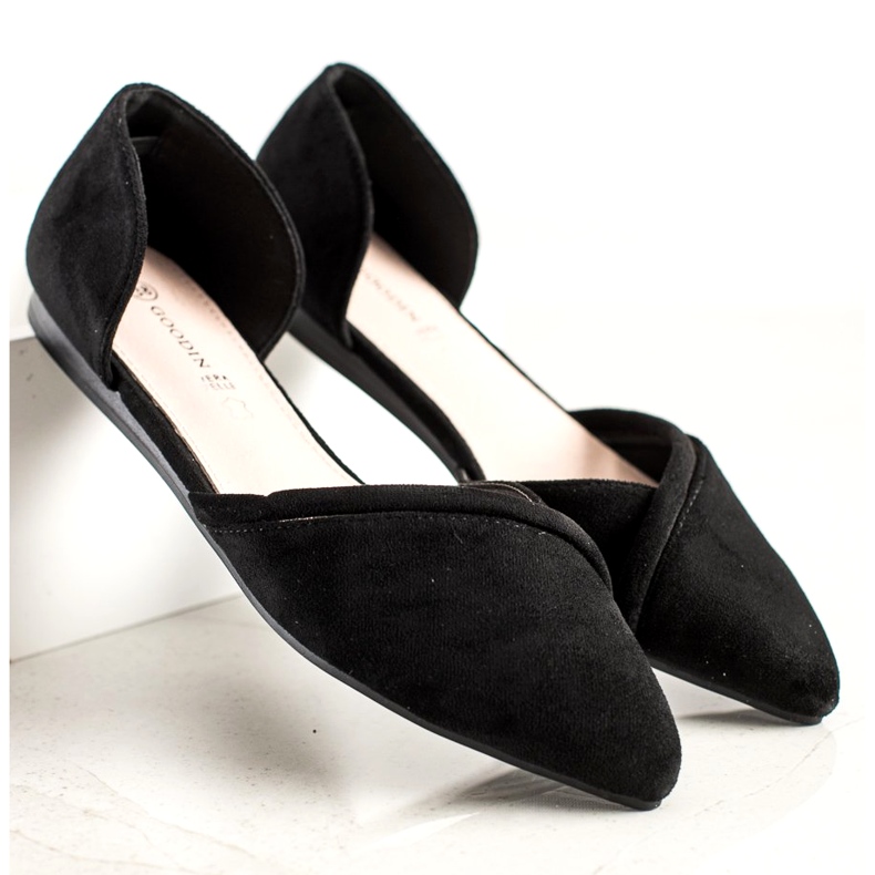 Goodin Ballerinas aus Wildleder mit Cut-Out schwarz 1