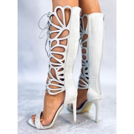 BM Miranda Grey Gladiator-Sandalen mit Stiletto-Absatz grau 1