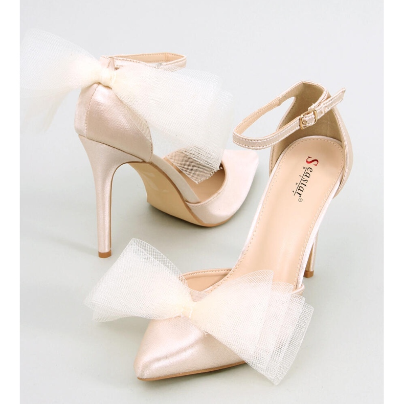 BM Sheena Beige Tüll Bow Stilettos 1