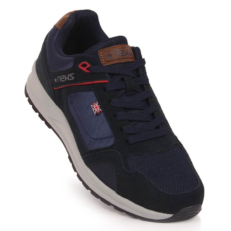 NEWS Sportschuhe aus marineblauem Leder für Herren 1
