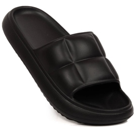 Schwarze gesteppte Plateau-Slipper für Damen Vinceza 48800 1