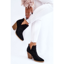 PM1 Damenstiefel auf High Heel Wildleder durchbrochene schwarze Farbtöne 2