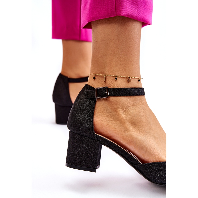 PG1 Modische glänzende Pumps mit niedrigem Absatz Schwarz Leilany 2