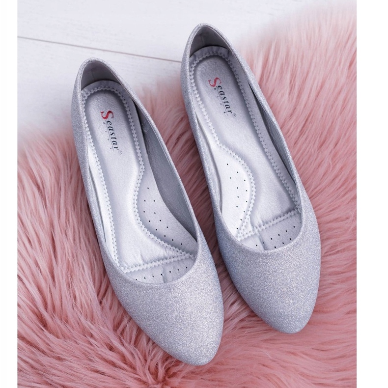 Glitzer-Silber-Ballerinas für Damen 2