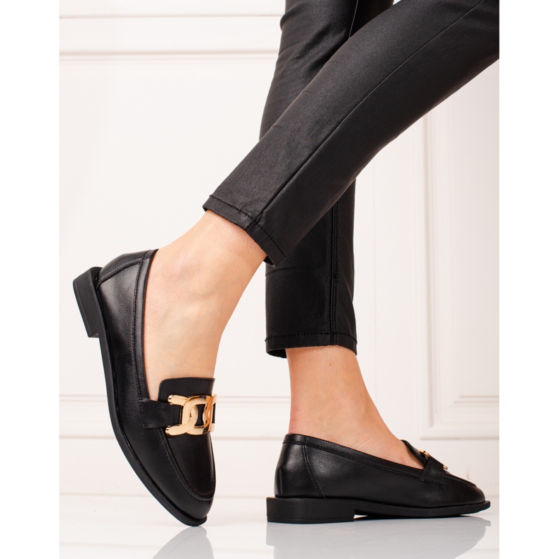 Damen-Slipper aus schwarzem Leder von Shelovet 2