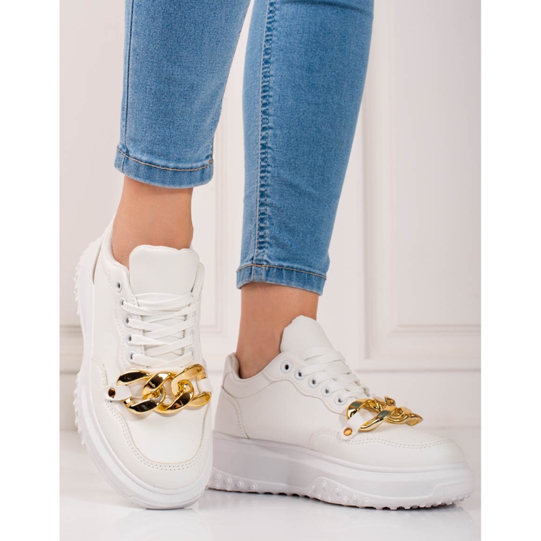 Weiße Damen-Sneaker mit Kette 1