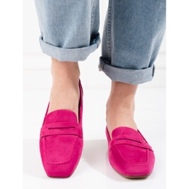 Fuchsiafarbene Wildleder-Loafer für Damen von Shelovet rosa 2