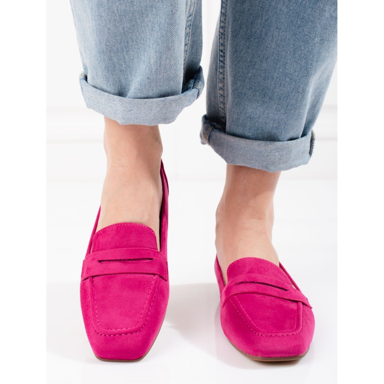 Fuchsiafarbene Wildleder-Loafer für Damen von Shelovet rosa 2
