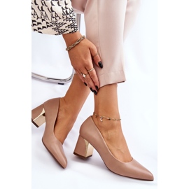 PS1 Elegante Pumps mit Absatz Dunkelbeige Emma 1