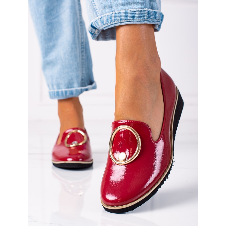 SHELOVET Damen-Slipper aus Lackleder rot 1