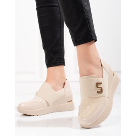 Shelovet Damen Keilsneaker beige 1