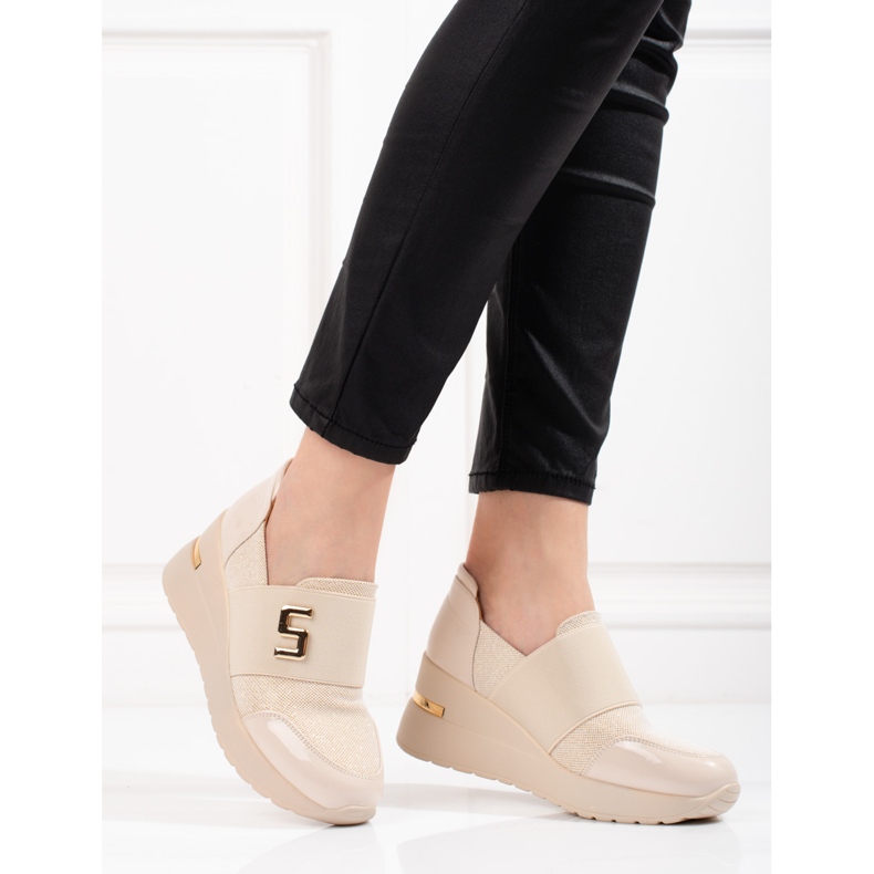 Shelovet Damen Keilsneaker beige 2