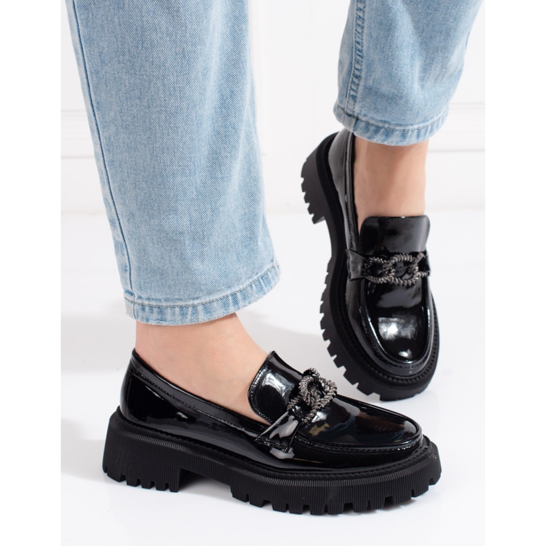 Shelovet schwarze Plateau-Loafer für Damen 1