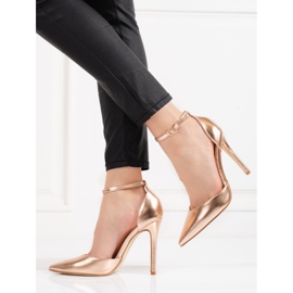 Goldene Shelovet-Absätze für Damen, die um den Knöchel befestigt werden 1