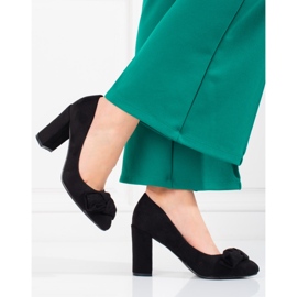 Shelovet Damenpumps an einem Pfosten mit Schleife schwarz 1