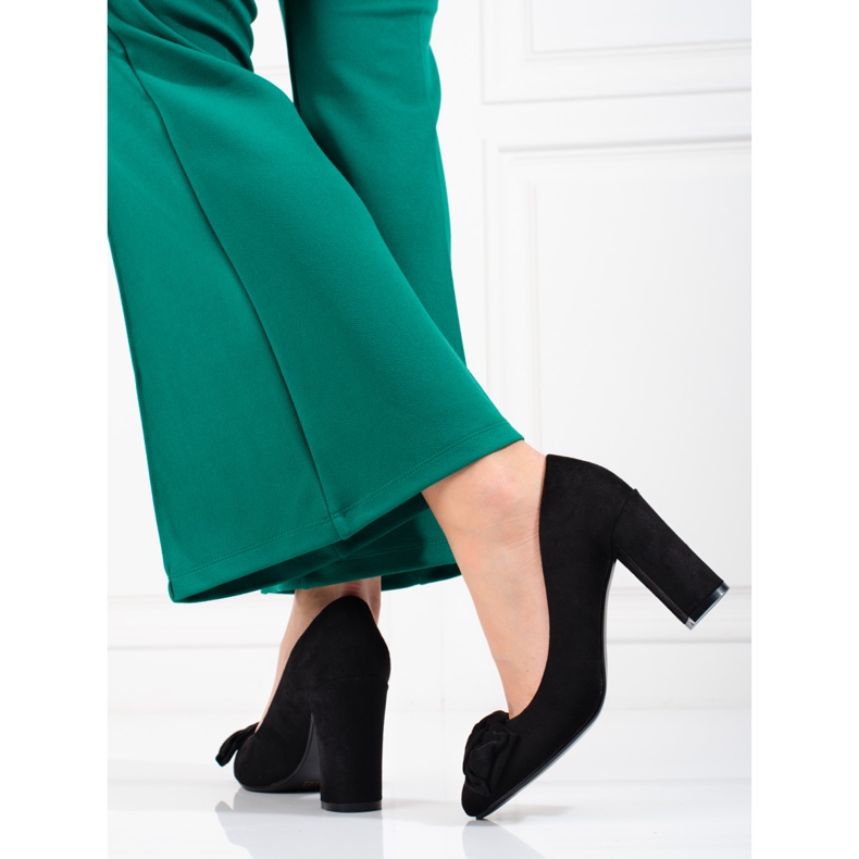 Shelovet Damenpumps an einem Pfosten mit Schleife schwarz 2