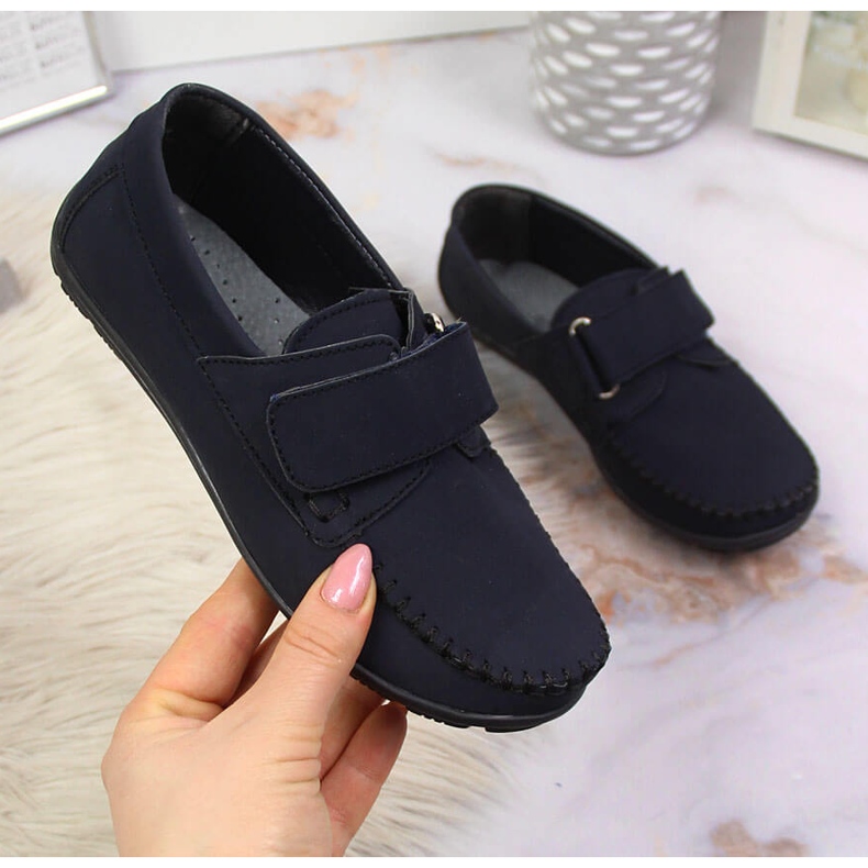 Jungen-Mokassins mit Klettverschluss marineblau Kornecki 6804 1