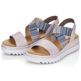 Damensandalen mit farbigen Gummibändern Rieker V44G8-30 mehrfarbig 2