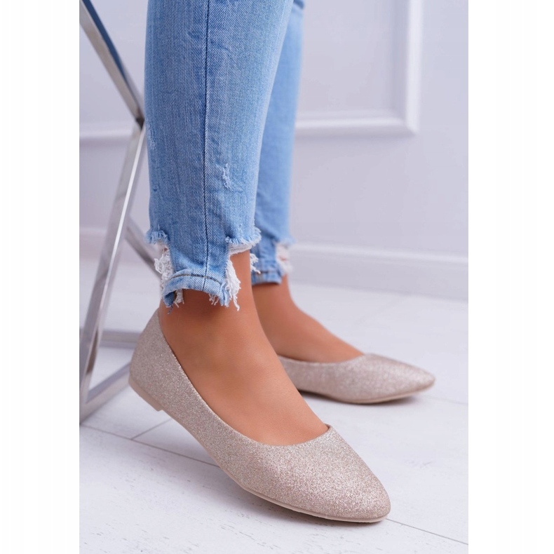 PS1 Damen Ballerinas Glitzer Golden Fifi 3