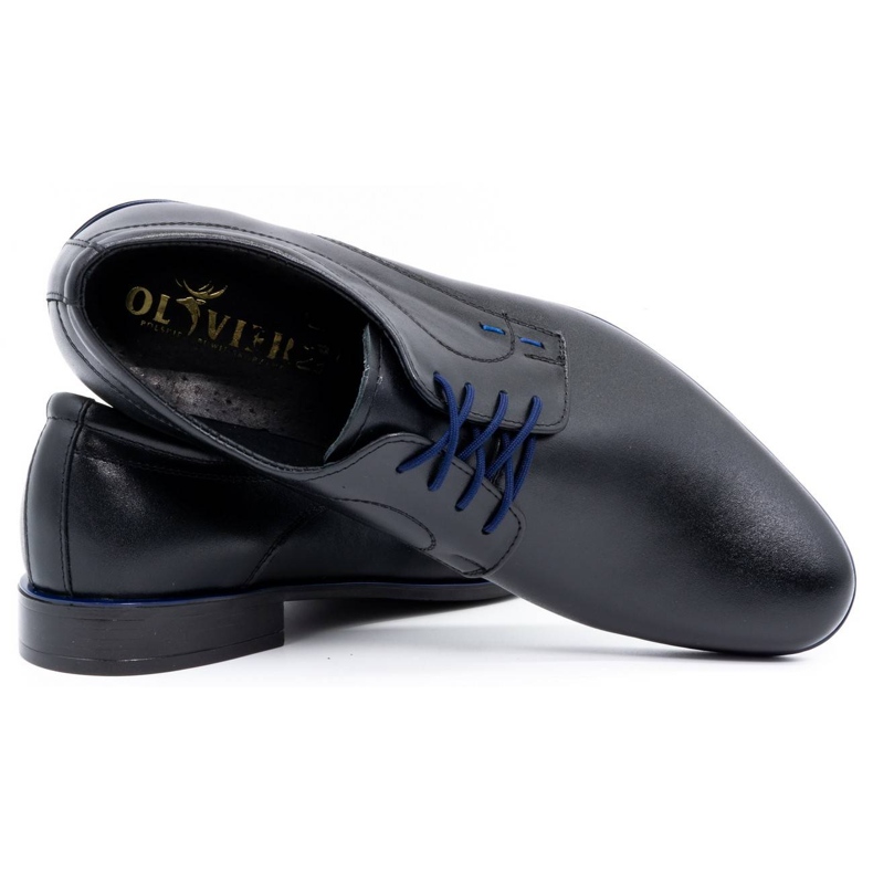Olivier Formale Herrenlederschuhe 277 schwarz mit blau 3