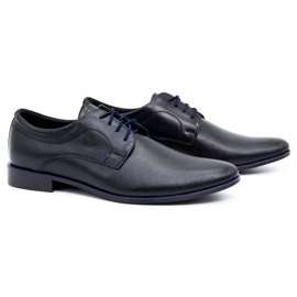 Olivier Formale Herrenlederschuhe 277 schwarz mit blau 2
