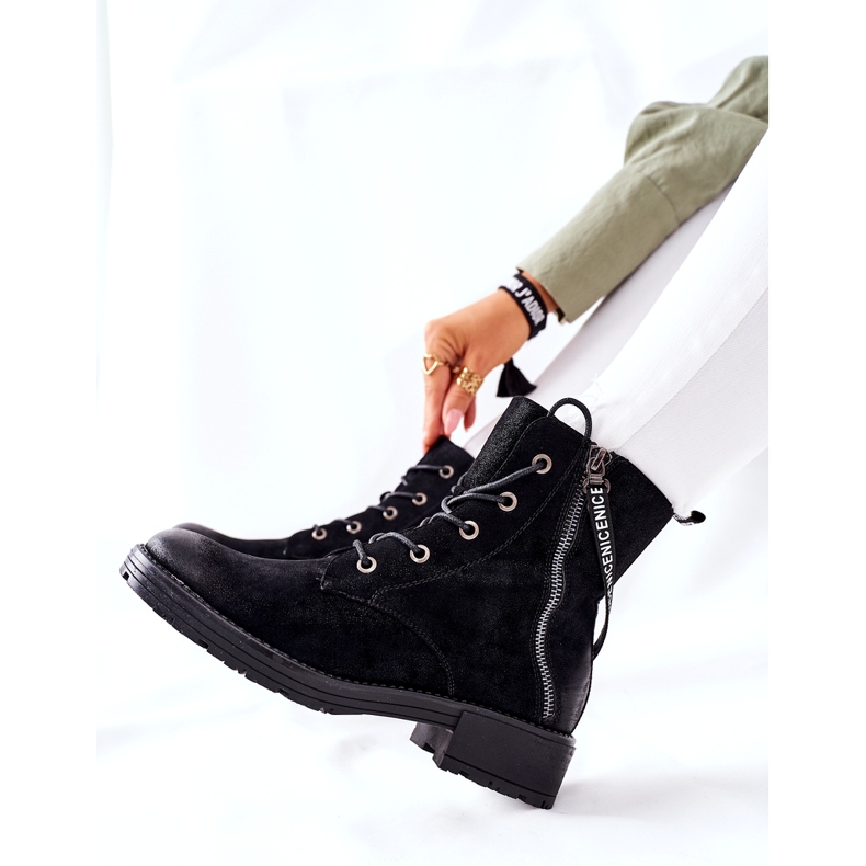 Vinceza Damen-Arbeiterstiefel, isoliert, Schwarz 2