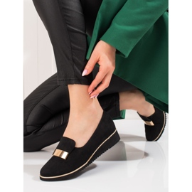 Leichter Damenschuh Shelovet mit Goldverzierung aus Wildleder schwarz 2