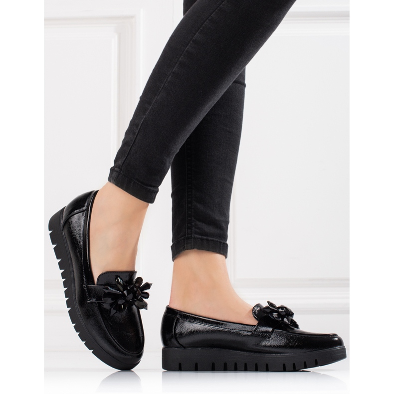 Goodin Schwarze Shelovet-Loafer für Damen mit Kristallen 2