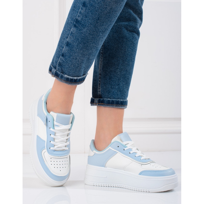 Shelovet Damenturnschuhe weiß und blau 1