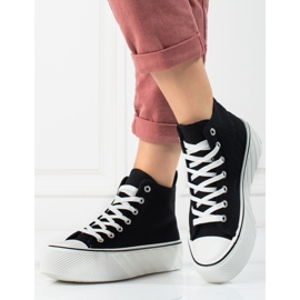 Schwarze High-Top-Sneakers von Shelovet für Damen 1