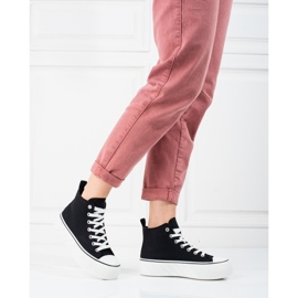Schwarze High-Top-Sneakers von Shelovet für Damen 2