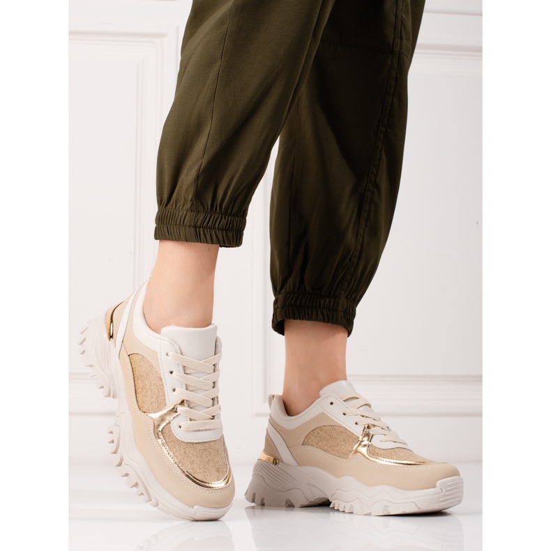Beige Turnschuhe für Damen auf der Shelovet-Plattform 1