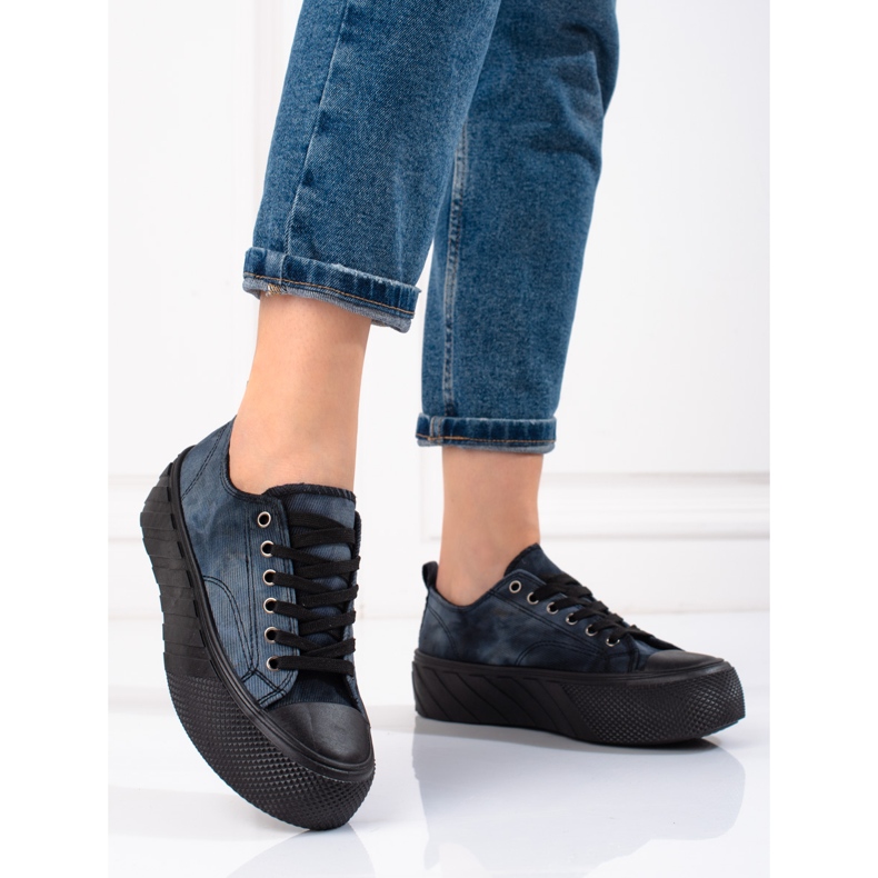 Damen-Sneaker Shelovet aus Cord in Marineblau 2