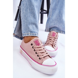 Damen Stoff Plateau Sneakers Big Star LL274181 Pink rosa 1