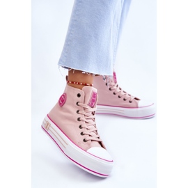 Hohe Textil-Plateau-Sneaker für Damen Big Star LL274186 Rosa 2