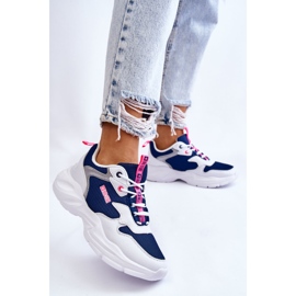 Damen Leichte Sportschuhe Big Star LL274376 Weiß und Marineblau navy blau 2