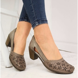 Damen beige durchbrochene Lederpumps Rieker 40986 1