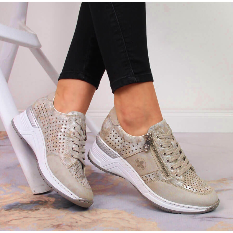 Rieker N4327-80 beige Damen Keilschuhe 2