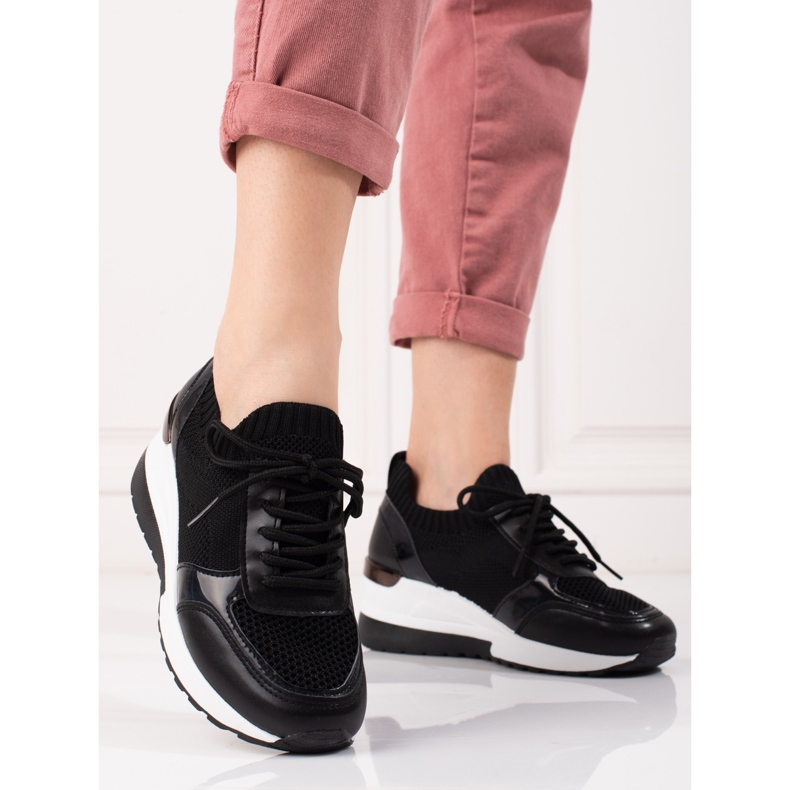 Damen-Sneaker mit flexiblem Obermaterial schwarz 2