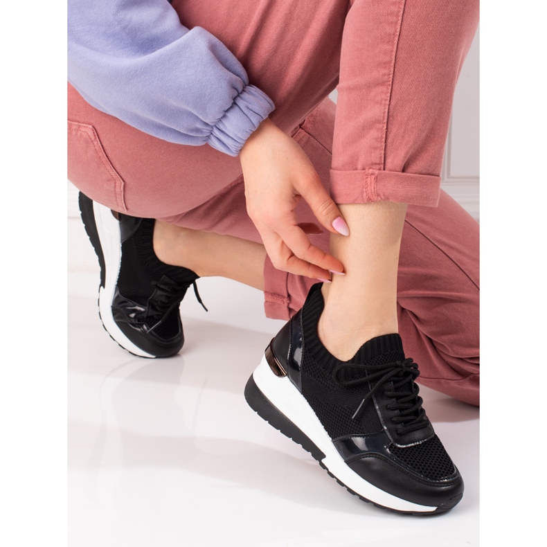 Damen-Sneaker mit flexiblem Obermaterial schwarz 1