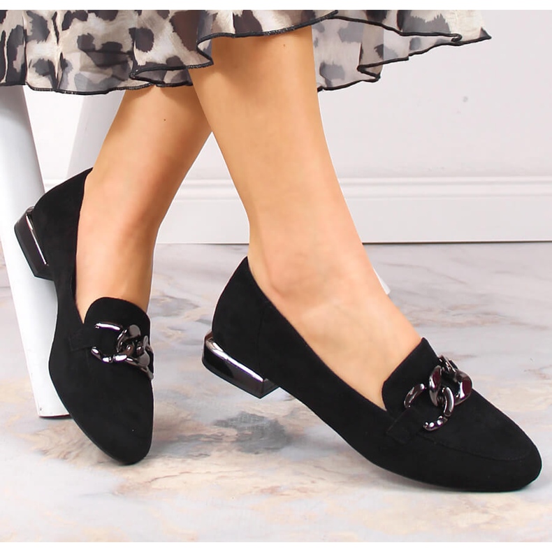 Damen Wildlederschuhe mit Kette Sergio Leone MK739 schwarz 1