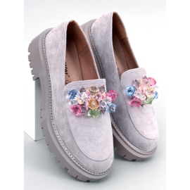PA1 Stefani Graue, perlenbesetzte Plateau-Loafer 2