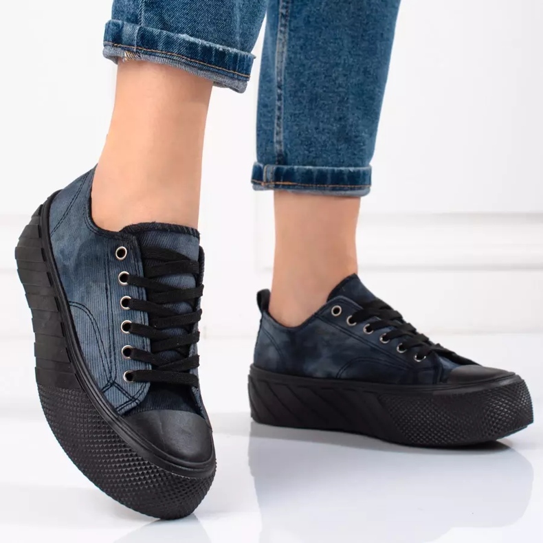 Damen-Sneaker Shelovet aus Cord in Marineblau 1