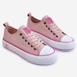 Damen Stoff Plateau Sneakers Big Star LL274181 Pink rosa 2