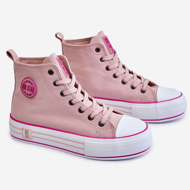 Hohe Textil-Plateau-Sneaker für Damen Big Star LL274186 Rosa 1