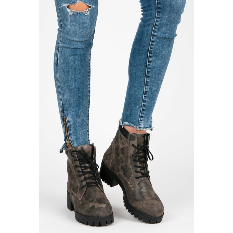 Vinceza Schnürstiefel mit Protektor grün 2