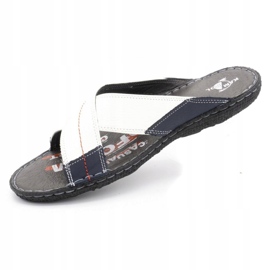 Kampol Herren Lederhausschuhe 200 / B weiß marineblau 3