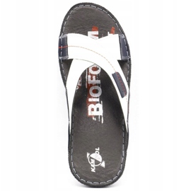 Kampol Herren Lederhausschuhe 200 / B weiß navy blau 7